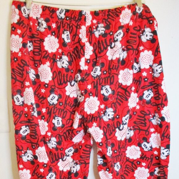 Disney Womens Flannel Pajama/Lounge Pants Mickey&Minnie, Red, Tie Close Size 2XL - Picture 8 of 13